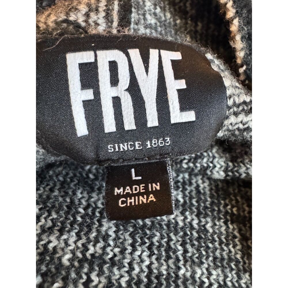 FRYE The Cozy Cardigan L Black Ivory Geometric Southwestern Open Front Sweater - Picture 5 of 10